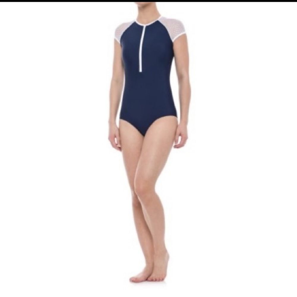 NWT Sia Australia One Piece White Mesh Cap Sleeve